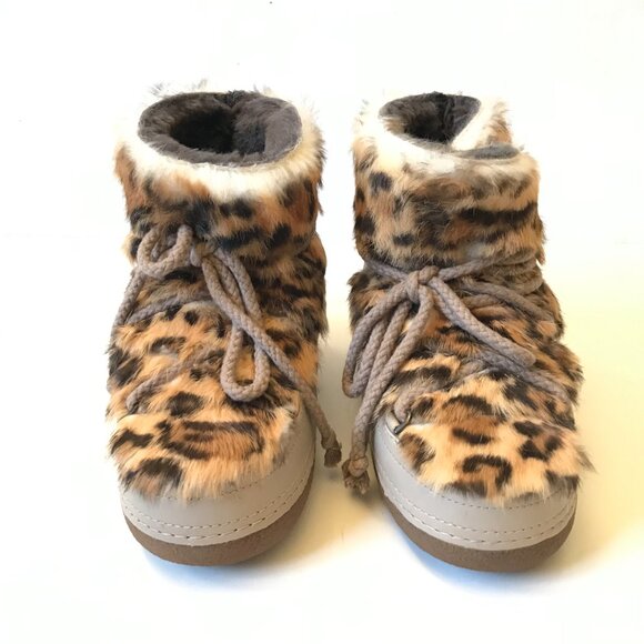 NEW INUIKII Classic Snow Boots Womens 37 7 Brown Leopard Jaguar Wild Print Shoes - Picture 5 of 12